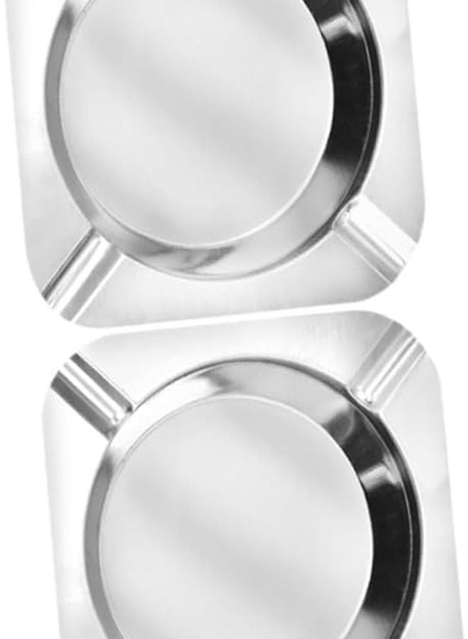 صينية سجائر مربعة من الفولاذ المقاوم للصدأ مع غطاء، حامل تدخين داخلي وخارجي بأسلوب رجعي - Image 1